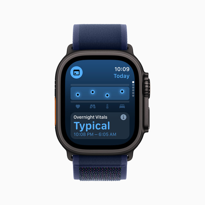 全新「生命徵象」App 顯示在 Apple Watch Ultra 2 上。