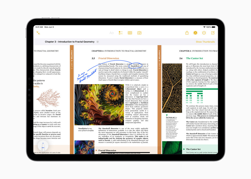 iPad Pro 上展示 PDF 檔案中寫好的備忘錄。
