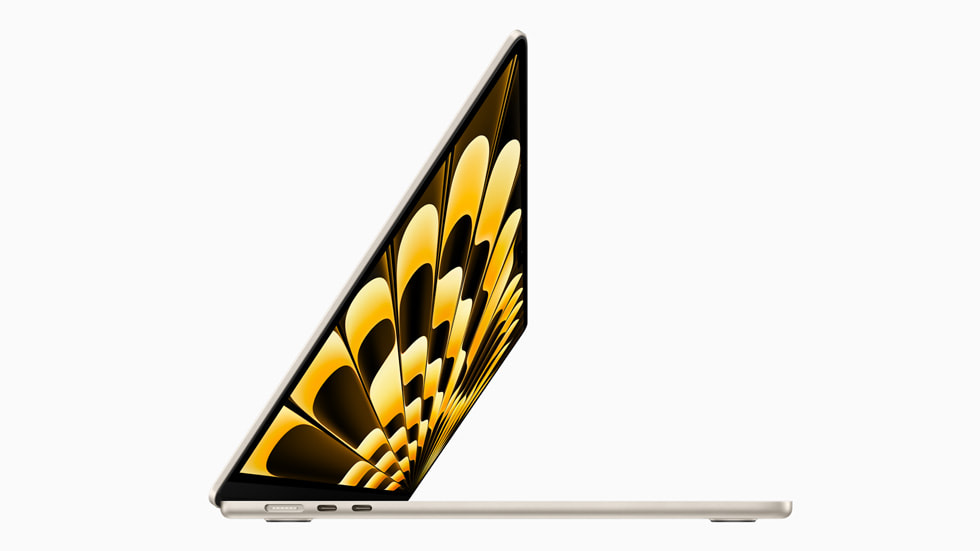 A side view of the thin profile of the new 15-inch MacBook Air.