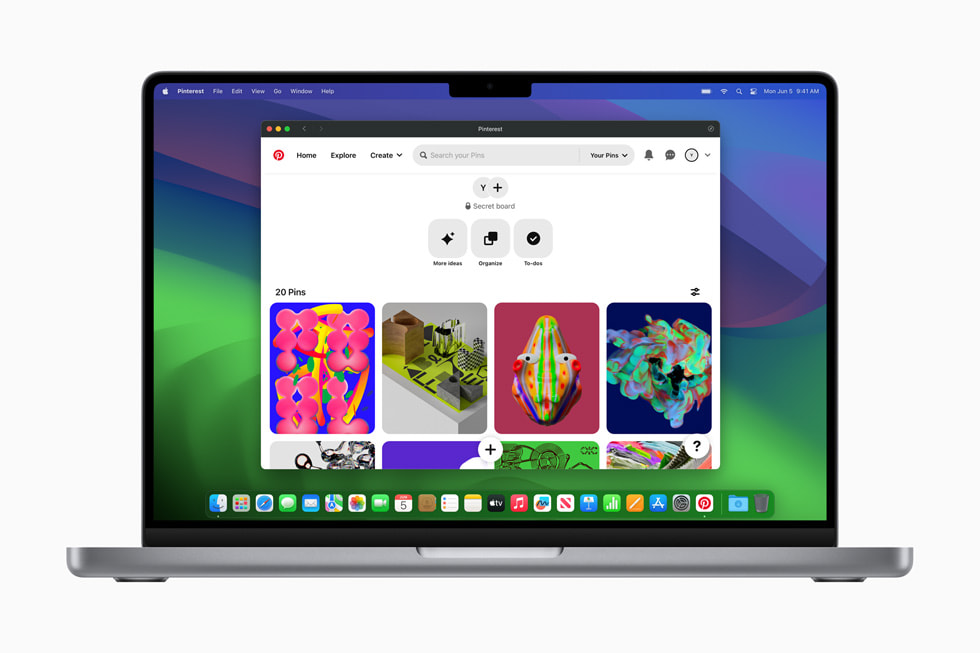 Das neue Web App Erlebnis in Safari wird auf dem MacBook Pro angezeigt. 