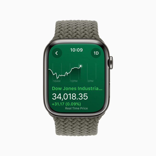 O app Bolsa no Apple Watch Series 8.