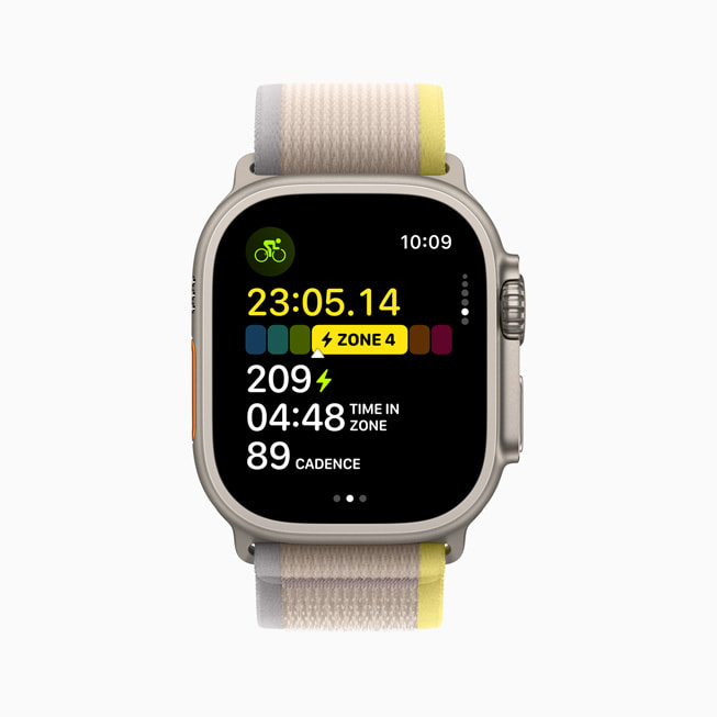 Op Apple Watch Ultra zijn persoonlijke vermogenszones te zien.