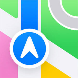 Het logo van de Apple Kaarten-app.