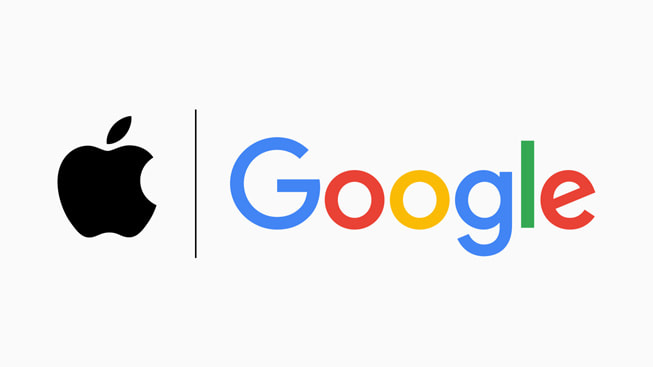 Logotipos das empresas Apple e Google. 
