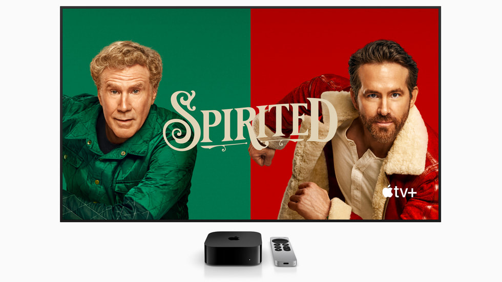 Banner promocional de *Spirited: um conto natalino* no Apple TV+.