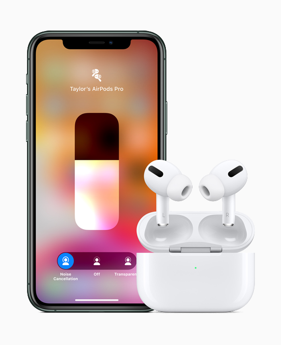 AirPods Pro mit iPhone 11 Pro.