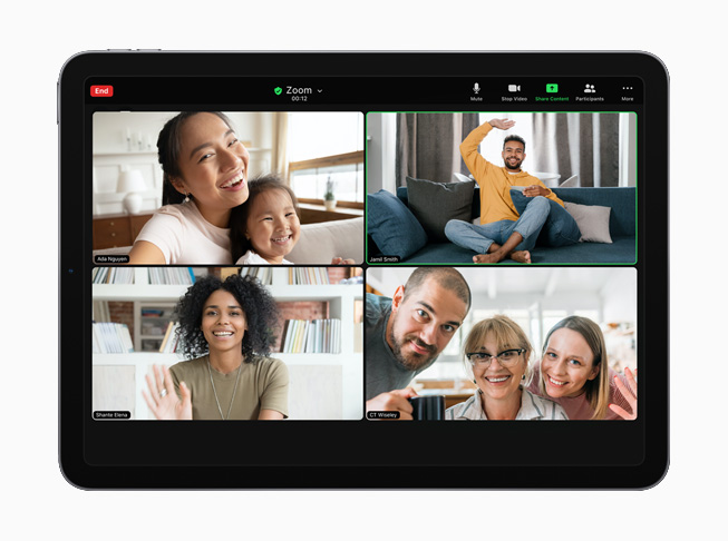 Zoom video conferencing on iPad. 
