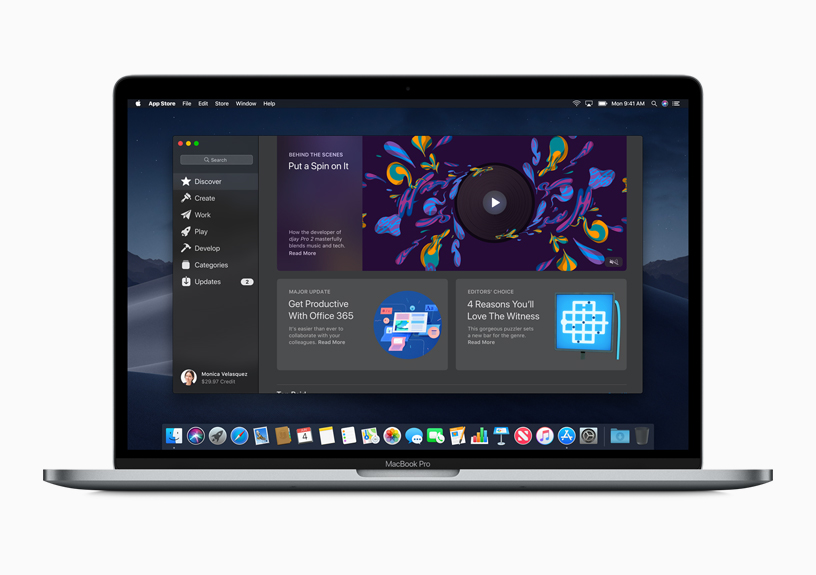 The new Mac App Store shown on a Mac screen