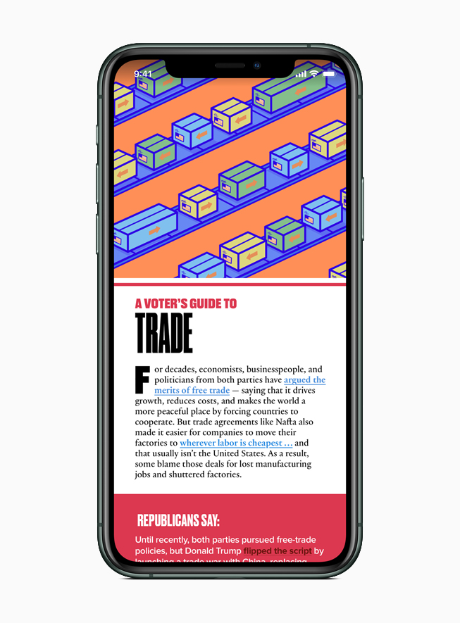 Apple News features a resource of important issues, including trade.