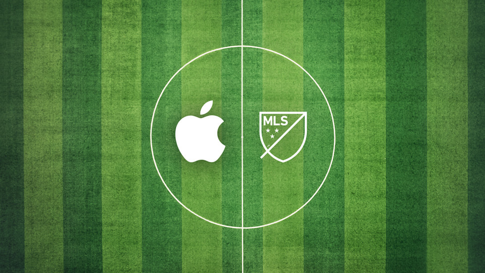 A graphic announces the partnership between Apple and Major League Soccer.