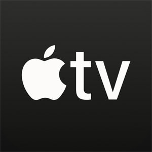Apple TV Logo in schwarz-weiß.
