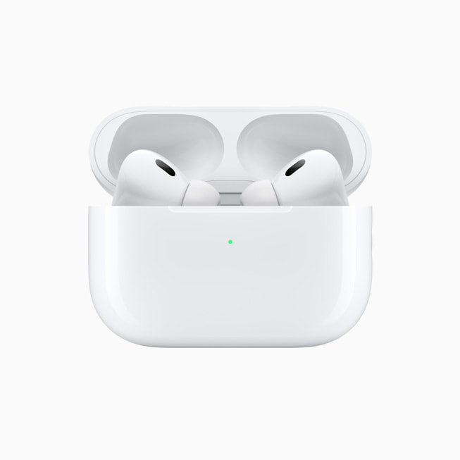 AirPods Pro (2nd generation) are shown in their charging case.