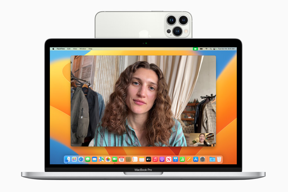 MacBook ProのmacOS Venturaに表示されている連係カメラ。