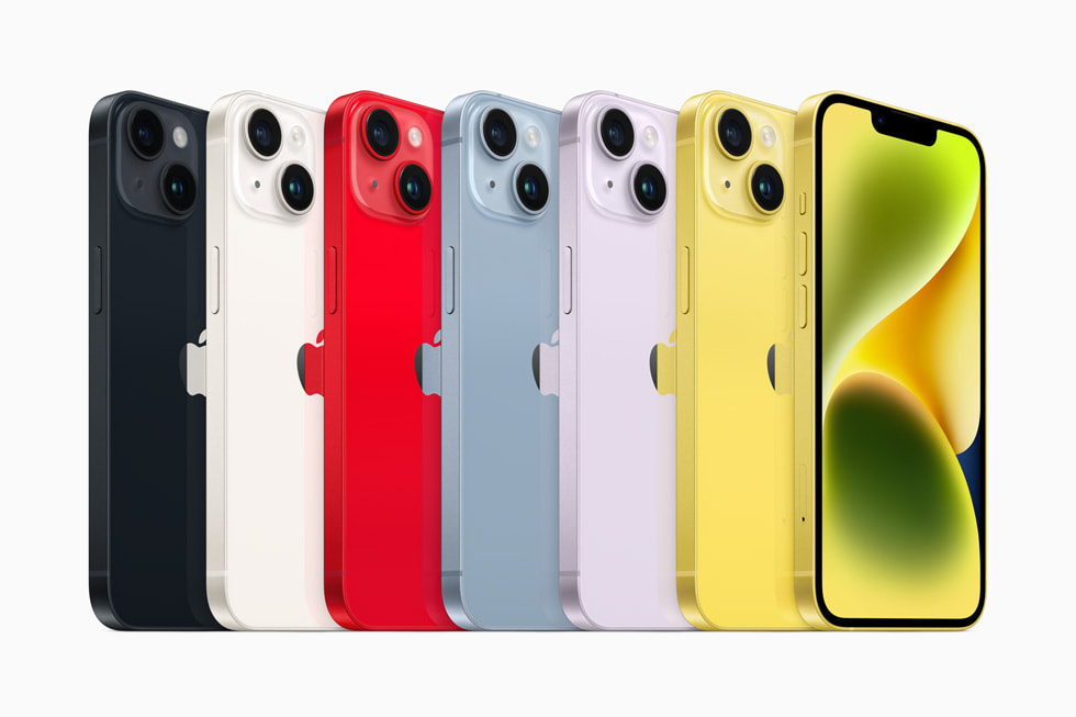 Die iPhone 14 Modelle in allen Farben.