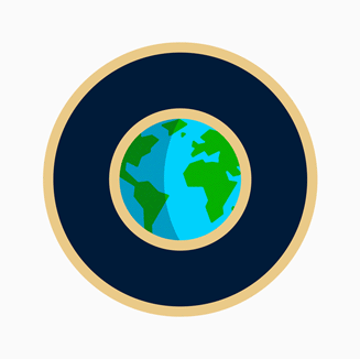 Logo przedstawiające odznakę z edycji specjalnej na Dzień Ziemi 2023 dostępną w usłudze Apple Fitness+.