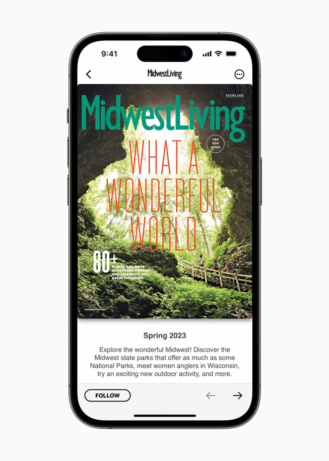 Apple News’te Midwest Living’in İlkbahar 2023 sayısı gösteriliyor.