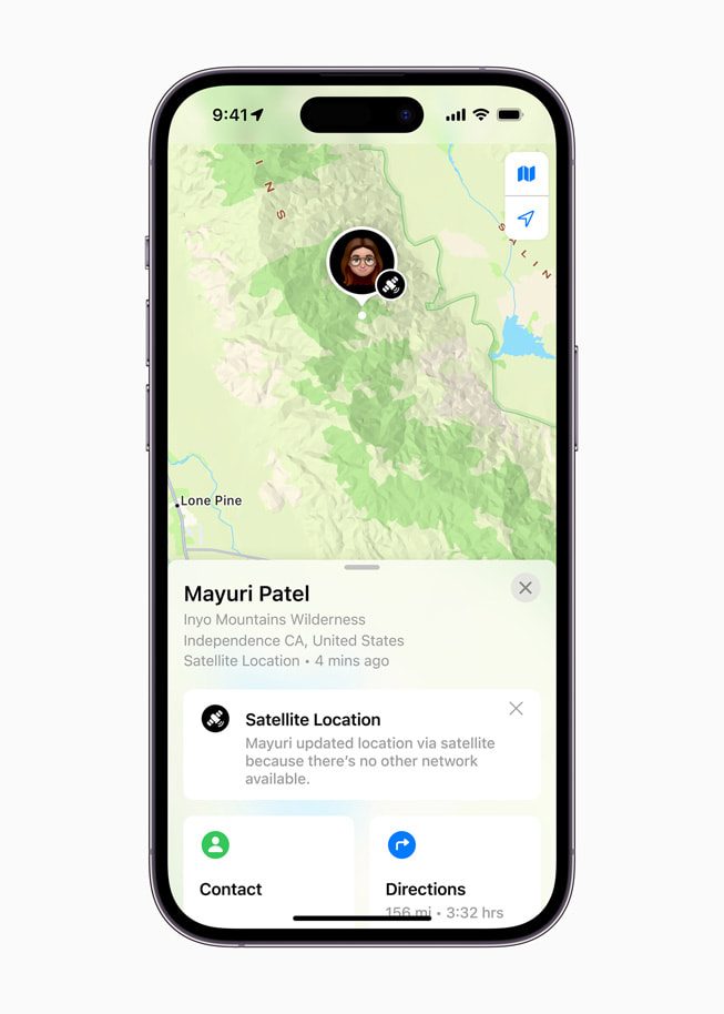 Se muestra la ubicación de un usuario de iPhone que hace trekking de aventura, a través de Encontrar en su iPhone.