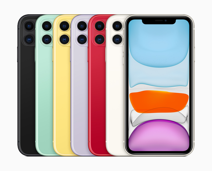 iPhone 11 in six finishes.