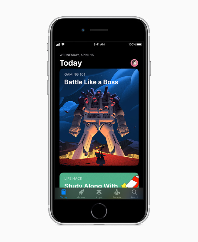 صفحة ”اليوم“ في App Store على iPhone SE.