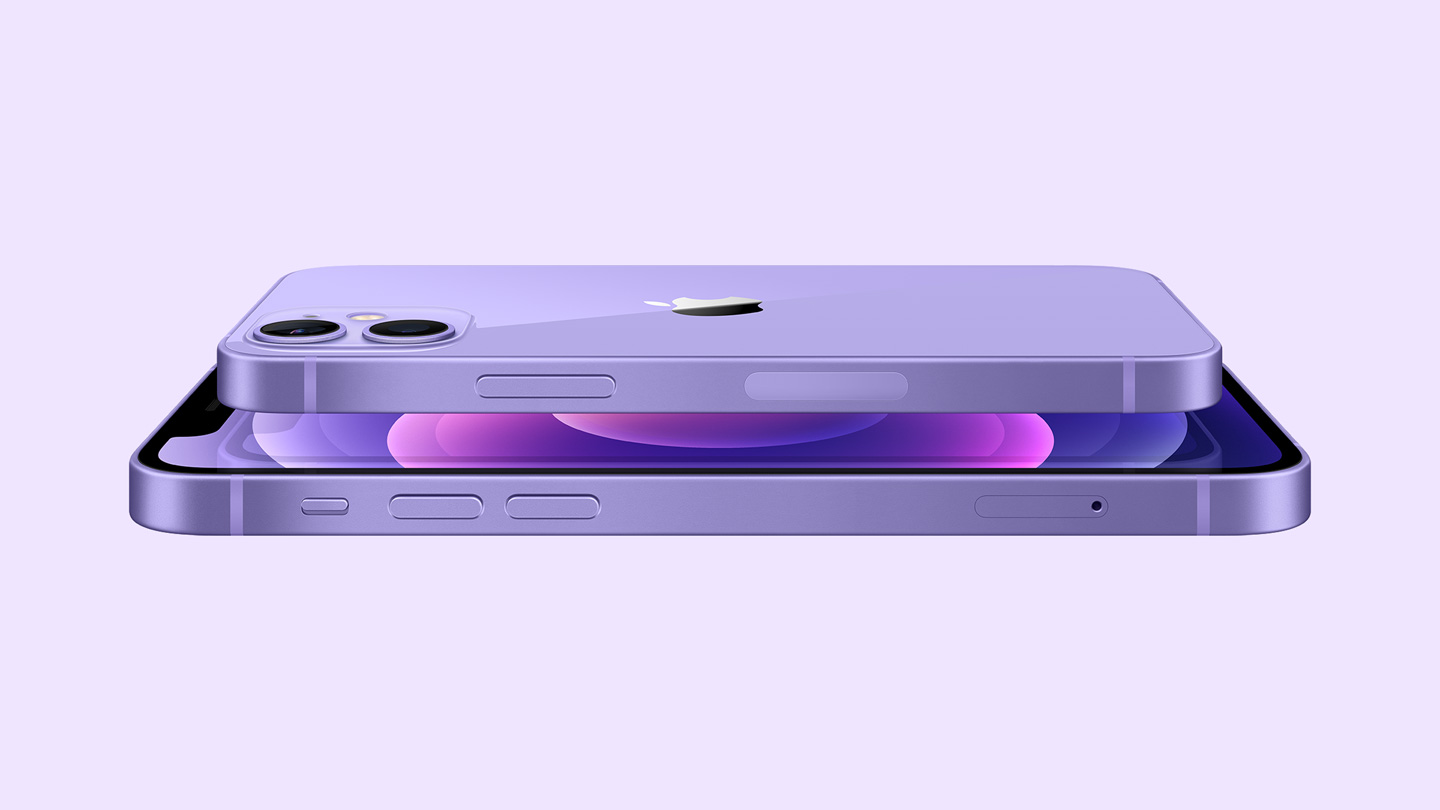 De paarse iPhone 12 en iPhone 12 mini.