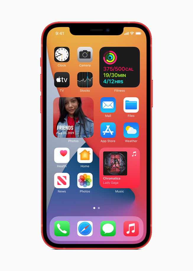 Widgets in iOS 14 displayed on iPhone 12.