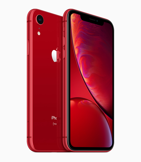 iPhone XR with (PRODUCT)RED finish.