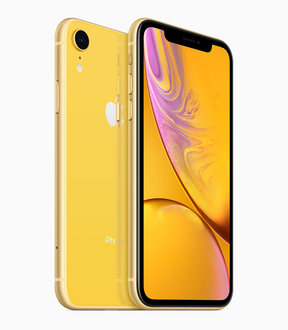 iPhone XR with yellow finish.