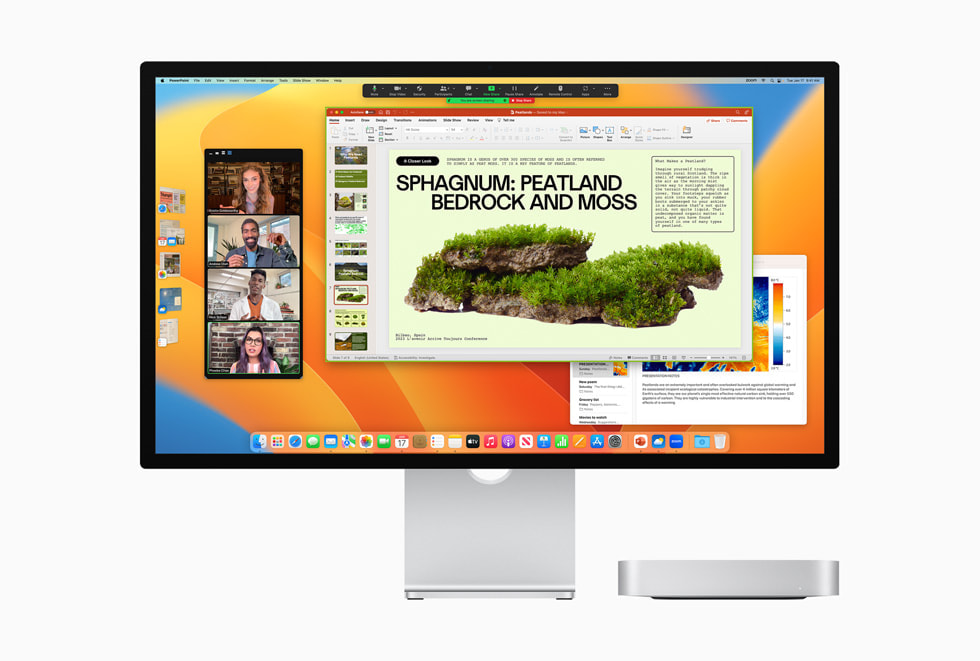 macOS Ventura is shown on Studio Display with Mac mini.