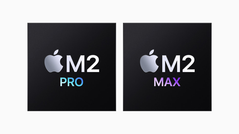 Logotipos de los chips M2 Pro y M2 Max.