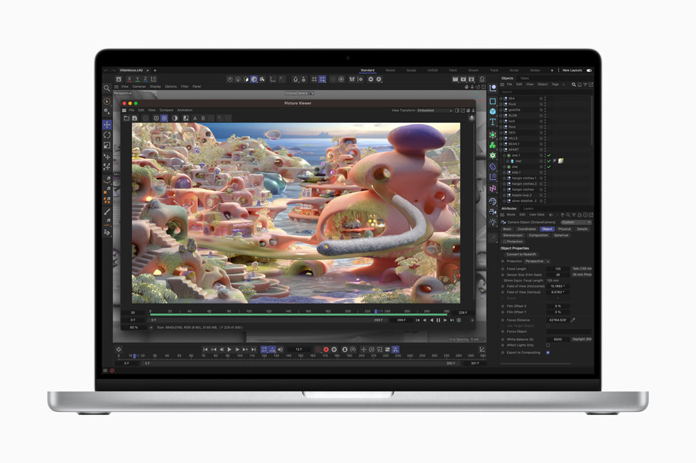 MacBook Pro’da Cinema 4D uygulaması.
