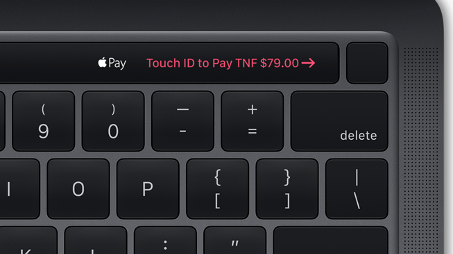 Rörlig grafik som visar Touch ID på nya MacBook Pro. 