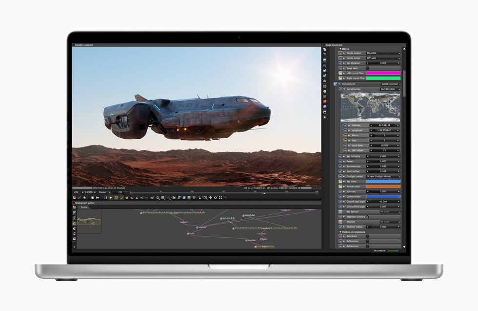 شاشة MacBook Pro تعرض مهام سير العمل لفنان متخصص في رسومات الغرافيك.