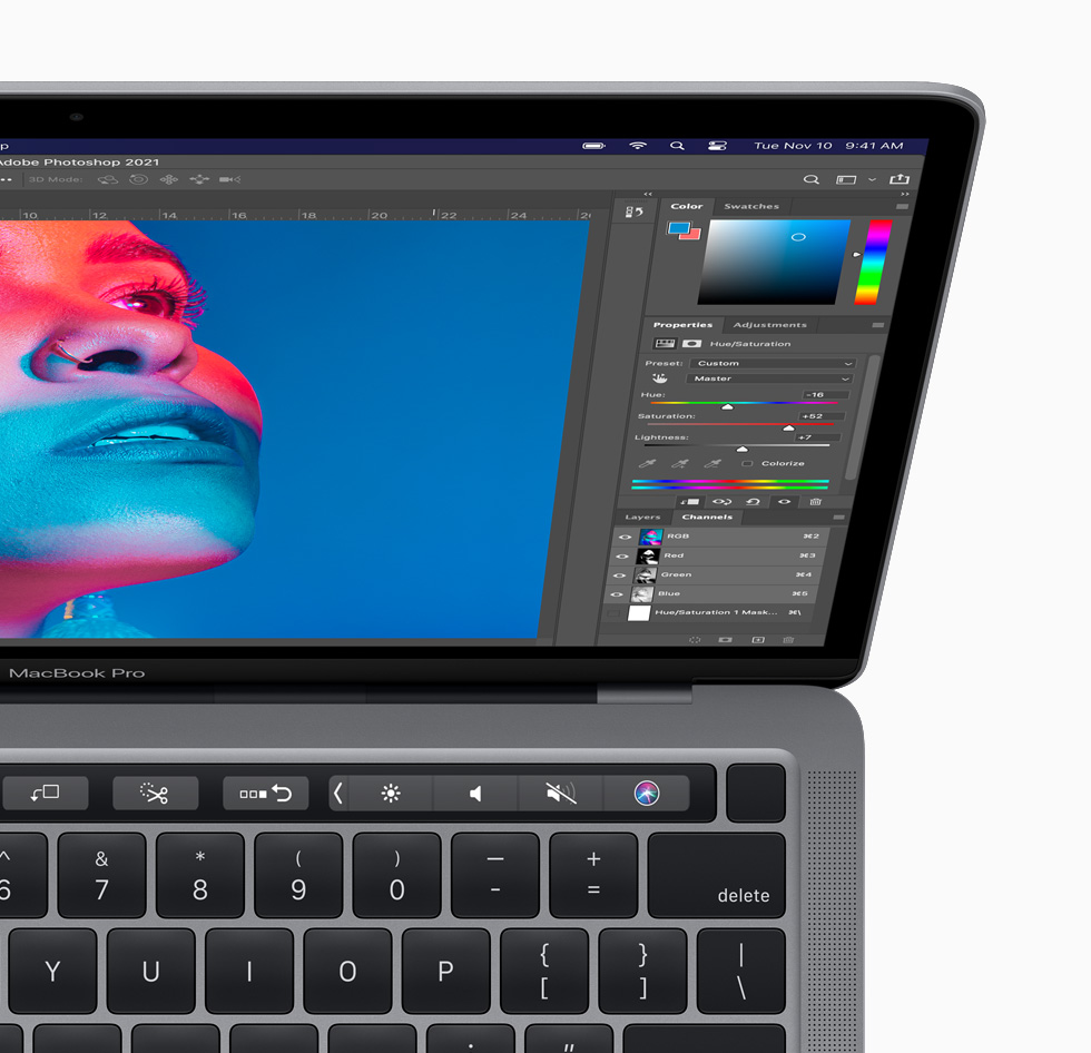 Photoshop op de nieuwe MacBook Pro.