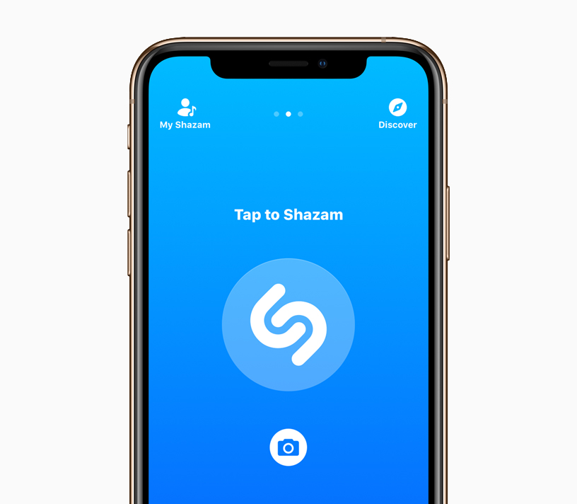 iPhone X with Tap to Shazam screen.