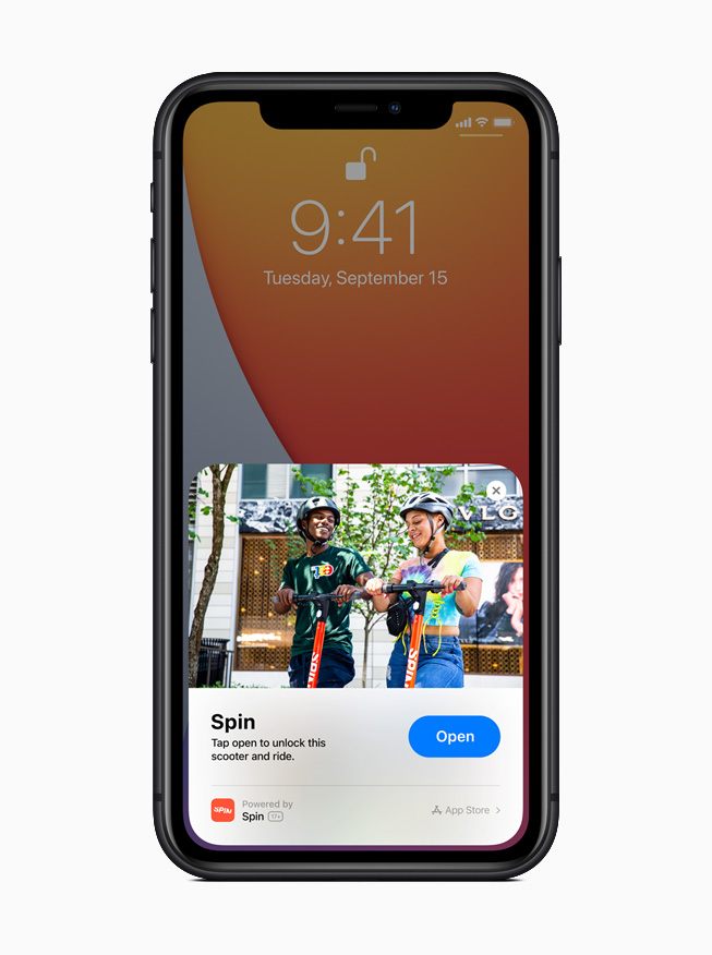 iPhone 11 Pro 顯示 Spin app 的輕巧版 App。 