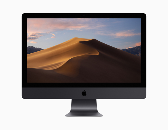 Gün boyunca değişen Dinamik Masaüstü’nü gösteren iMac Pro.