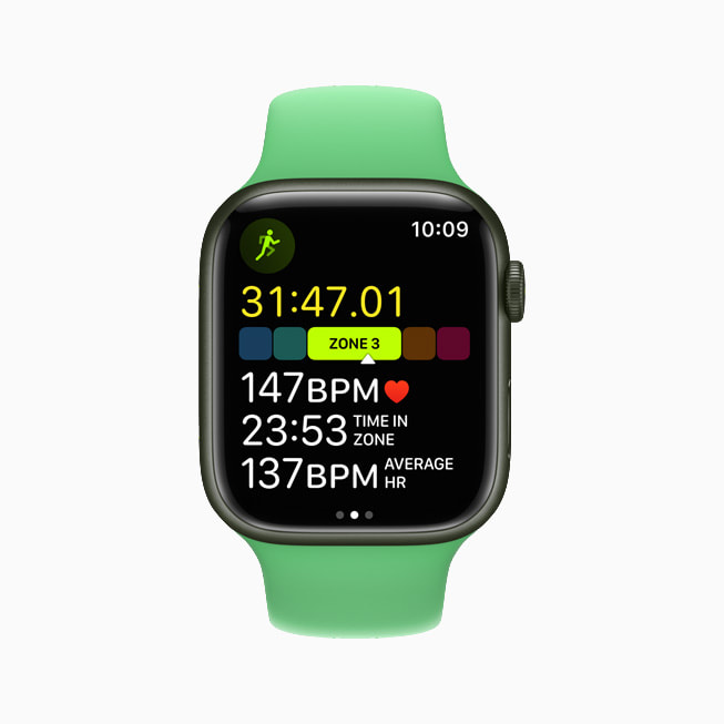 Die Apple Watch Series 7 zeigt Herzfrequenz-Zonen an.