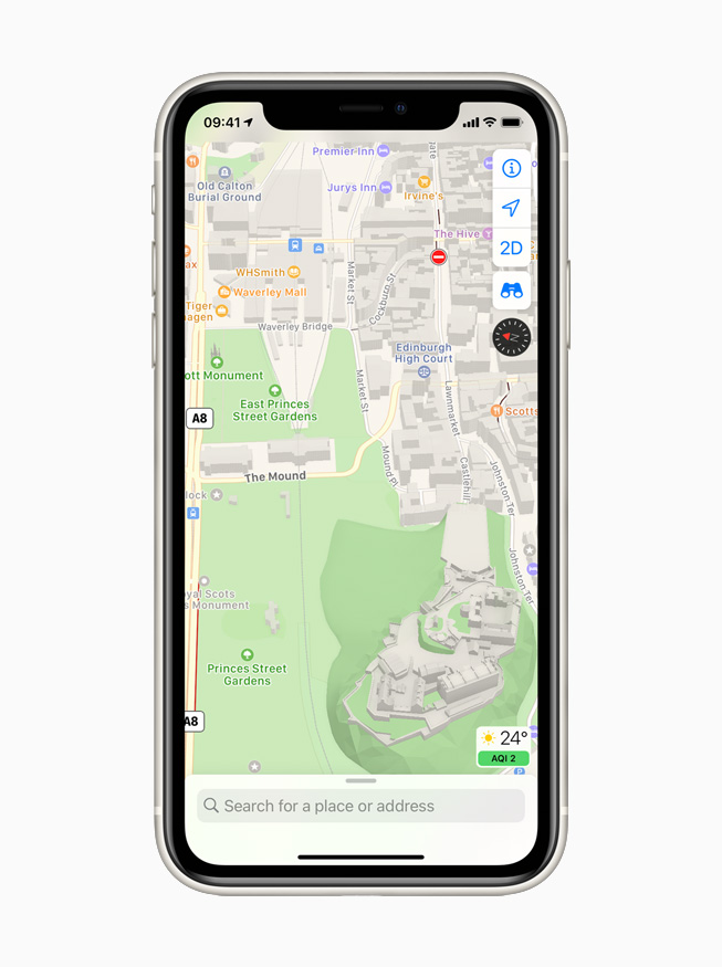 Apple Maps displayed on iPhone 11 Pro. 