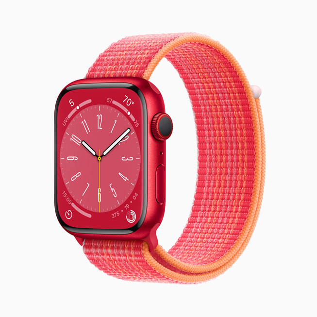 The new Apple Watch Series 8 in (PRODUCT)RED aluminum.