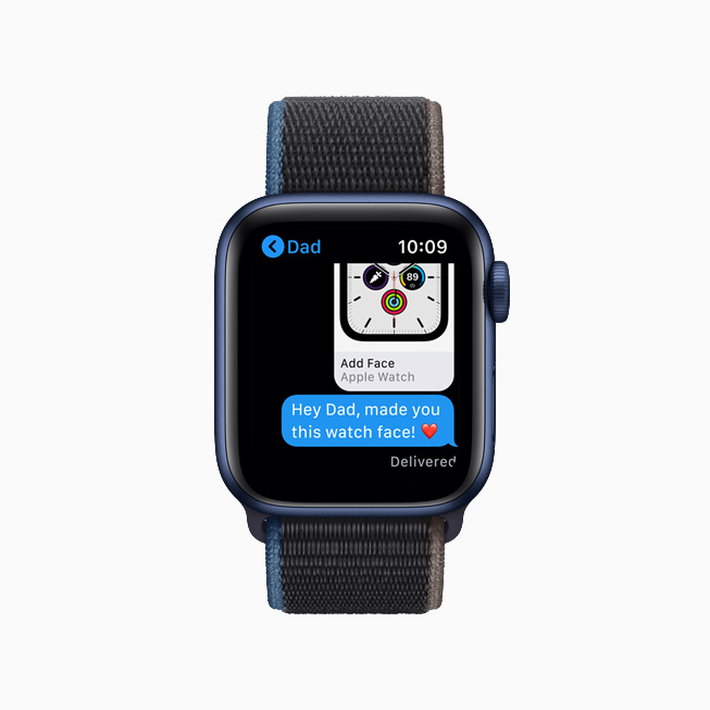 Partage de cadran dans Messages sur Apple Watch.
