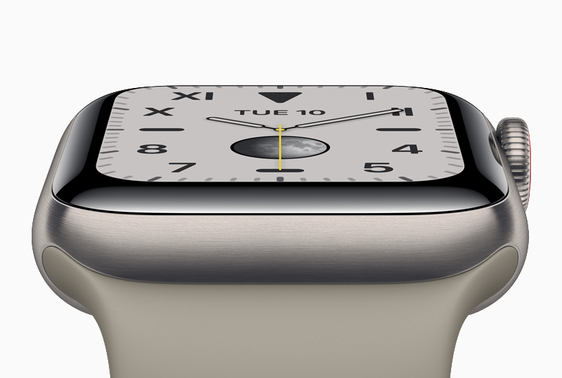 The new Apple Watch Series 5 with a titanium case.