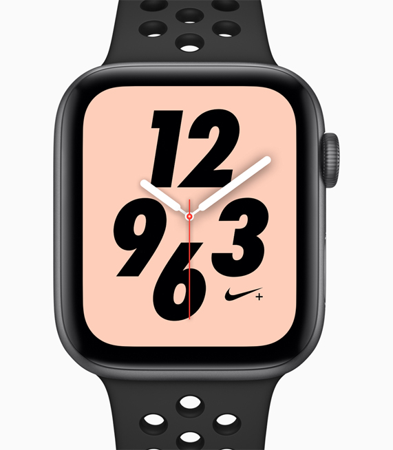 A profile shot of the new Apple Watch Nike+ featuring redesigned watch faces and matching bands.