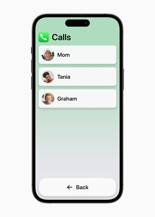 De nieuwe Calls-app voor FaceTime- en telefoongesprekken op iPhone 14 Pro Max.