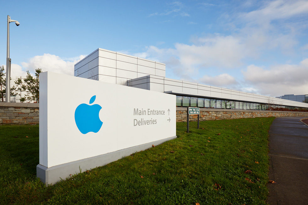 A present-day roadside view of Apple’s Cork campus in Ireland.