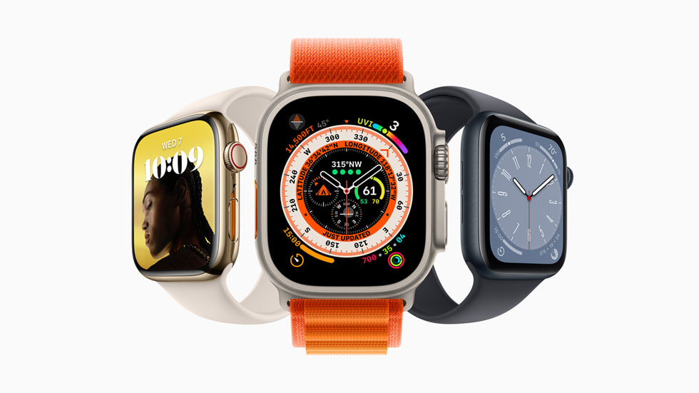 تظهر ساعة Apple Watch Series 8 وApple Watch Ultra وApple Watch SE.