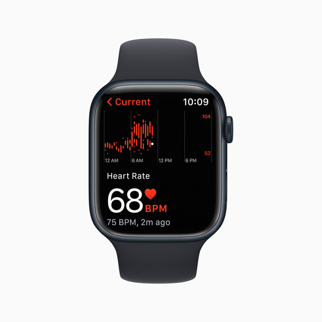 Statistiken zur Herzfrequenz auf einer Apple Watch Series 8.
