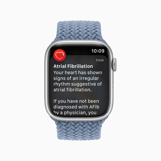 Notification de rythme cardiaque irrégulier de fibrillation auriculaire sur une Apple Watch Series 8.
