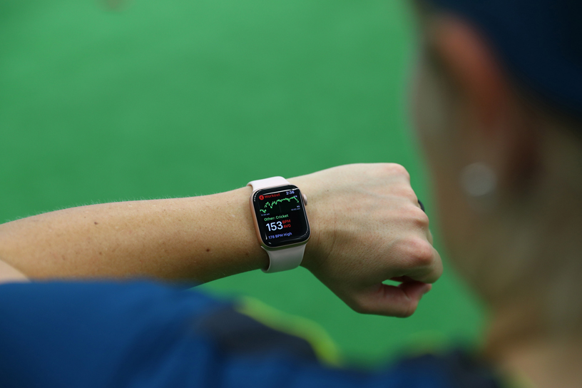 Australia Women’s Cricket Team player wearing Apple Watch.