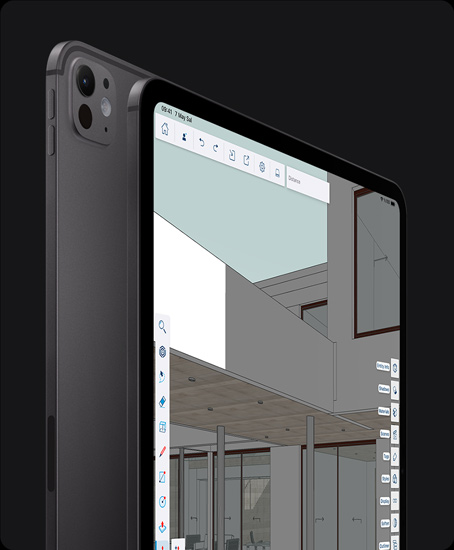 Uzay Siyahı iPad Pro’nun Pro Kamera Sistemi ile arkadan görünümü ve siyah çerçeveli iPad Pro’nun yuvarlatılmış köşeleriyle önden görünümü