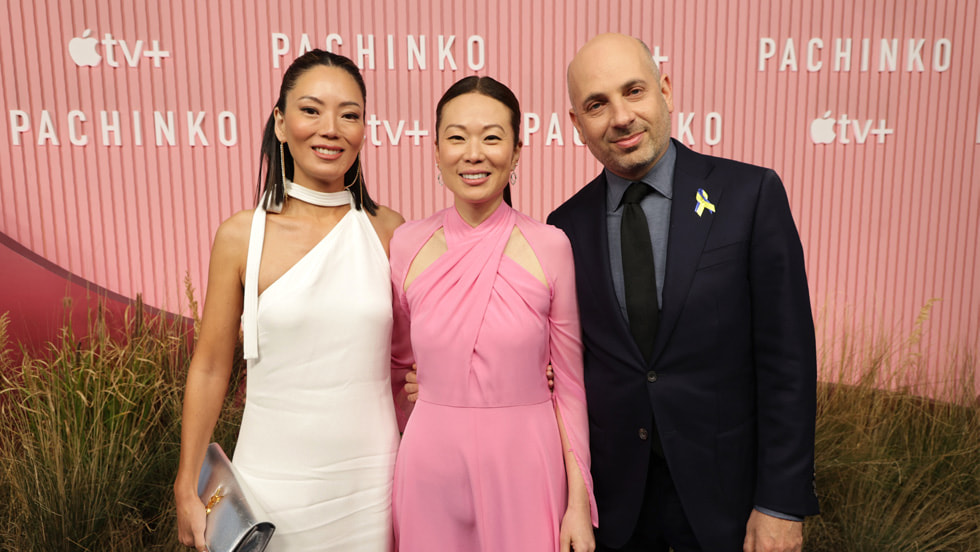 Theresa Kang-Lowe, Soo Hugh and Michael Ellenberg at the “Pachinko” world premiere